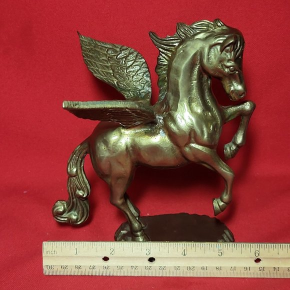 VTG Solid Brass Pegasus Statue Flying Winged Mythical Horse Flowing Mane Fantasy - Picture 10 of 12